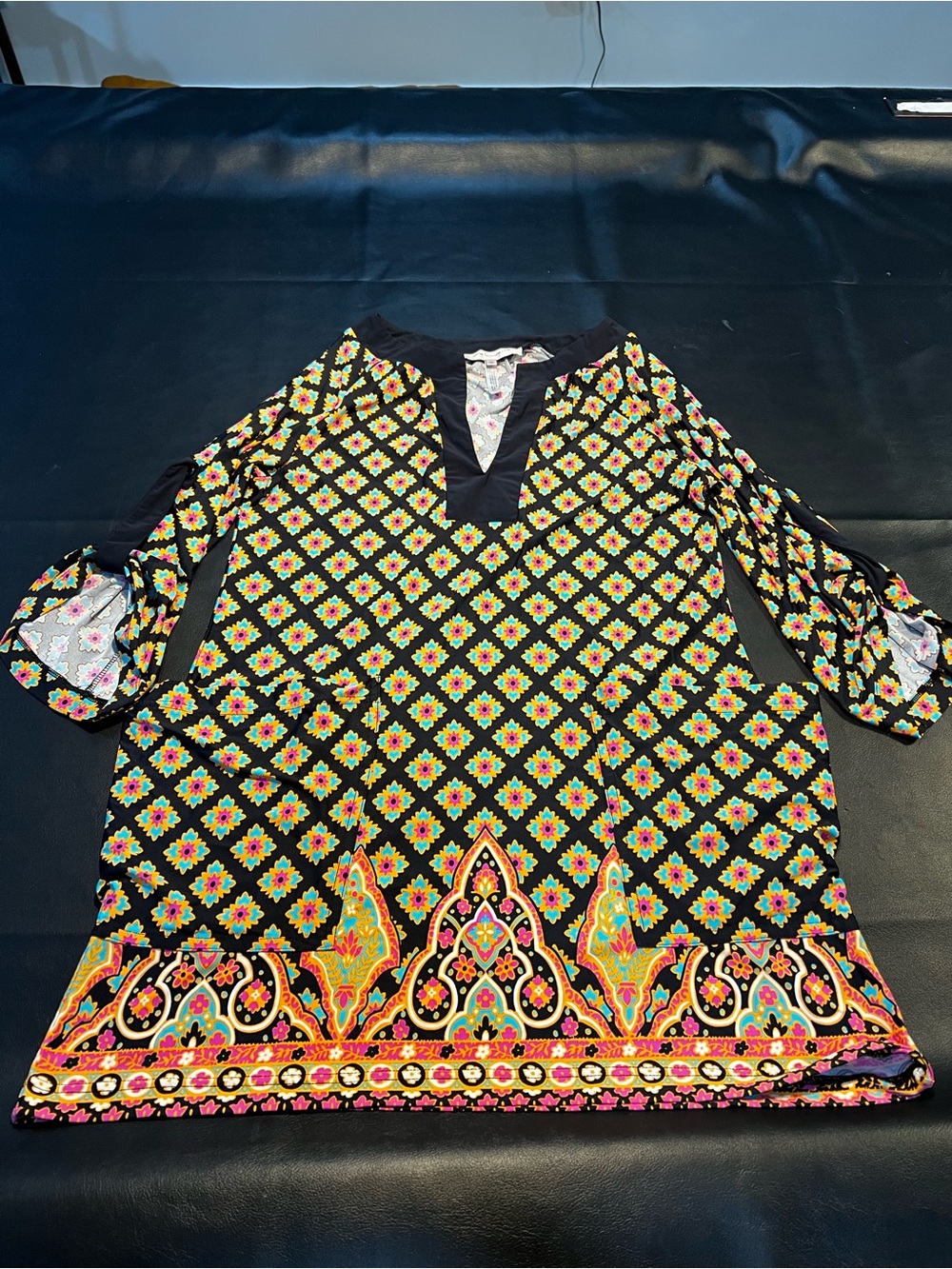 Nanette Lepore Swim Black Mosaic Boho Paisley Floral Tunic Size XS